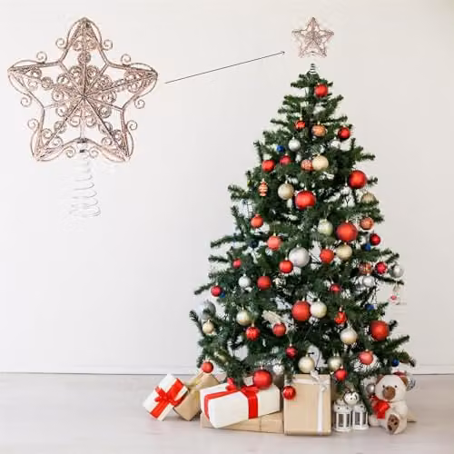 Shatchi Gold Glitter Star Christmas Tree Topper, 14.5 cm – 3