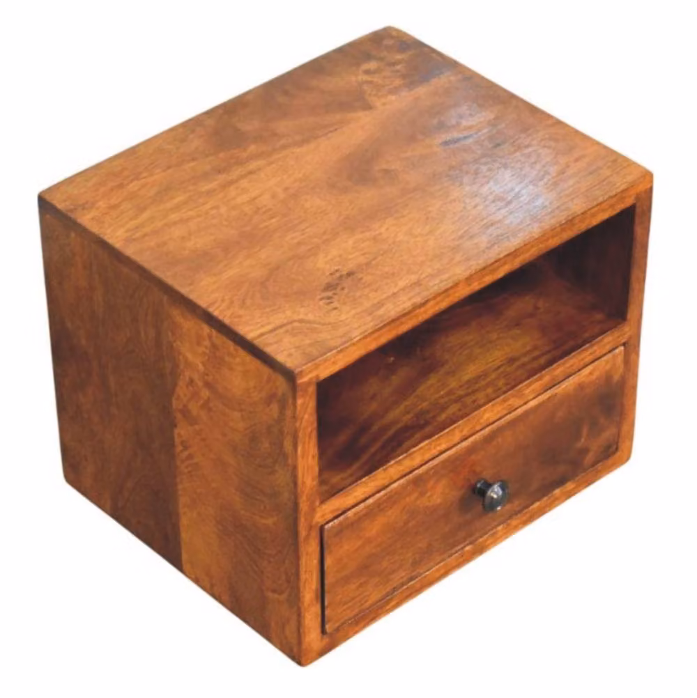 STILVORA Modern Wall-Mounted Nightstand with Drawer in Brown and Black – 2
