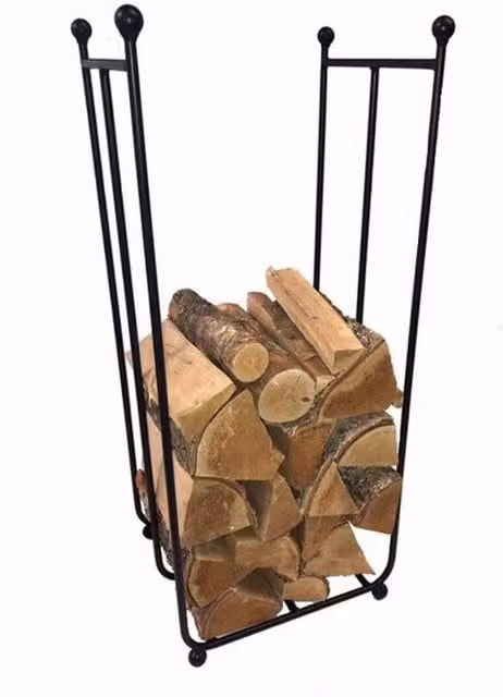 Poppyforge Tall Freestanding Metal Log Rack in Black, W/D/H: 34.3 x 30.5 x 85.1 cm