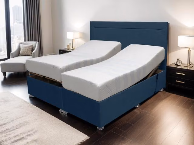 Komfi PureProfile Memory Pocket 1000 Hybrid Electric Adjustable Bed in Blue, W/D/H: 200 x 180 x 30 cm (Super King Size)