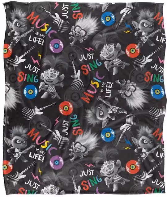 DreamWorks Trolls Just Sing Super Soft Throw Blanket, Multicolour, W: 152 cm, D: 127 cm