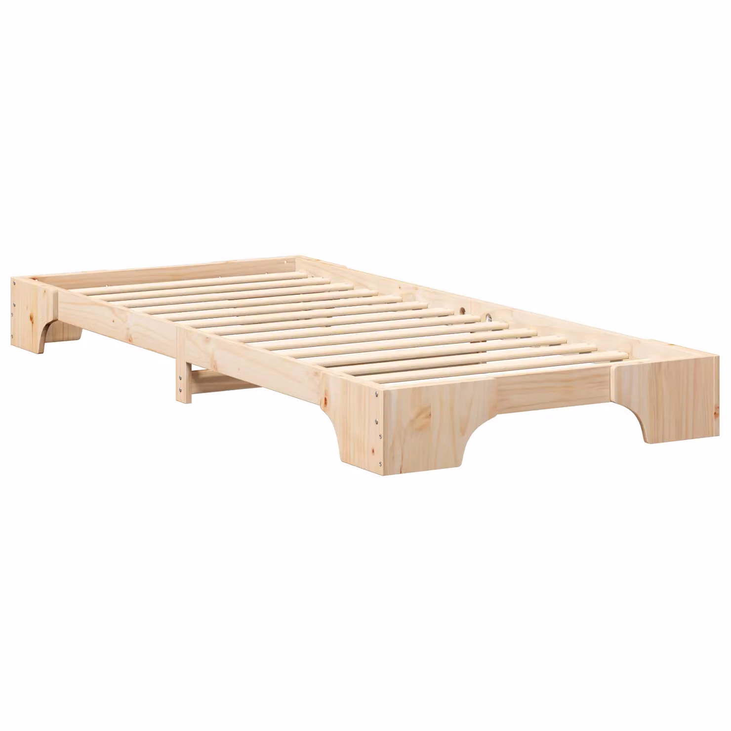 Berkfield Home Floor Bed Frame with Storage in Brown Solid Pine Wood W: 90 cm, L: 220 cm – 2