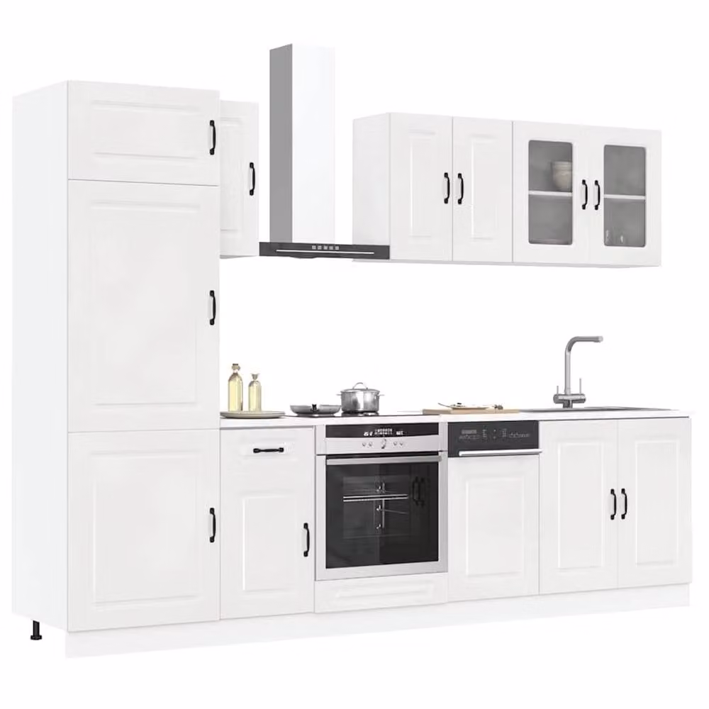 Berkfield Home Kalmar 8 Piece High Gloss White Kitchen Cabinet Set