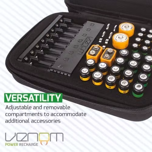 Venom Battery Storage Organiser Case with Charge Tester in Black – 4