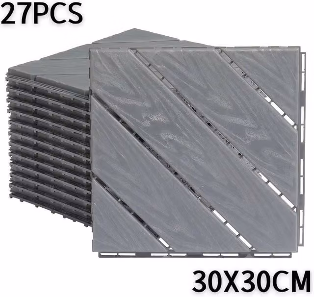 Kelvenix Modular Composite Decking Floor Deck in Grey, W: 52 cm, L: 1000 cm – 1