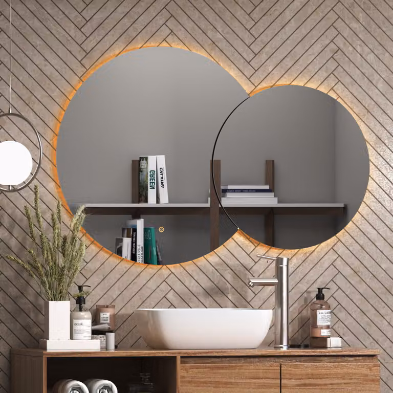 Royal Bathrooms Enso Round Frameless LED Illuminated Mirror in Silver with Demister Pad and Touch Sensor, W: 80 cm, H: 60 cm