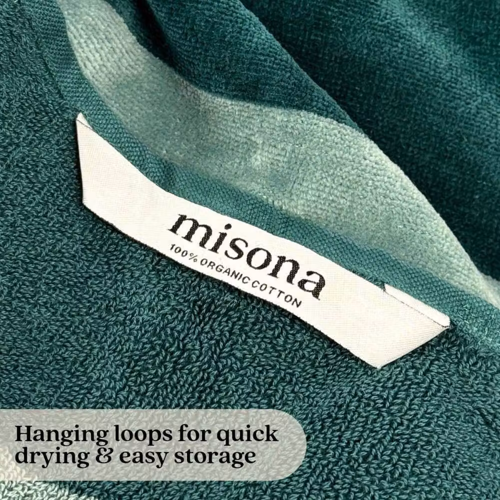Misona Large Organic Cotton Striped Beach Towel in Green, W/D/H: 90 x 180 cm – 6