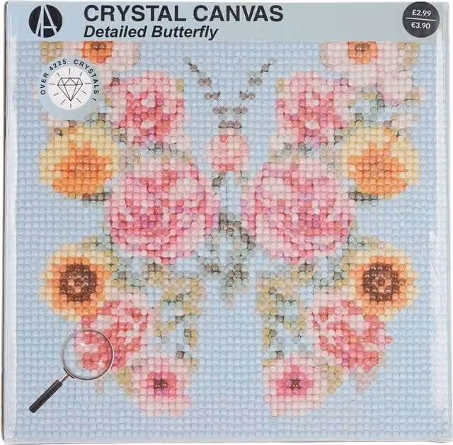 Art Studio Multicolour Detailed Flower or Butterfly Crystal Canvas