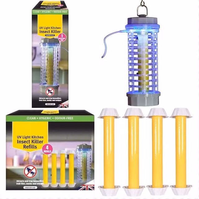 Zero In UV Light USB Insect Killer and Fly Trap Set with 4 Refills, Yellow