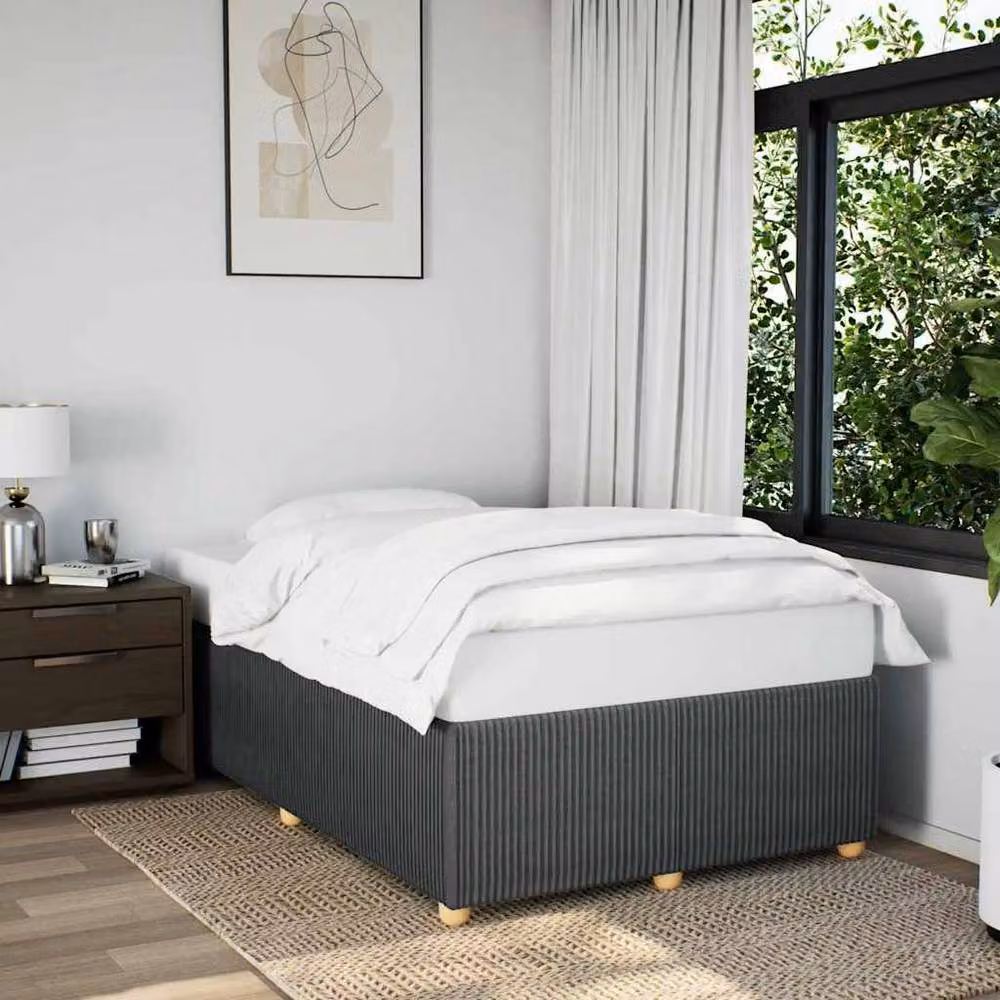 Berkfield Home Soft Fabric Bed Frame in Grey, W/D/H: 140 x 190 cm – 2