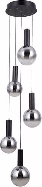 Netlighting Strela Cluster Pendant Ceiling Light in Matt Black with 5x LED Warm White Spheres