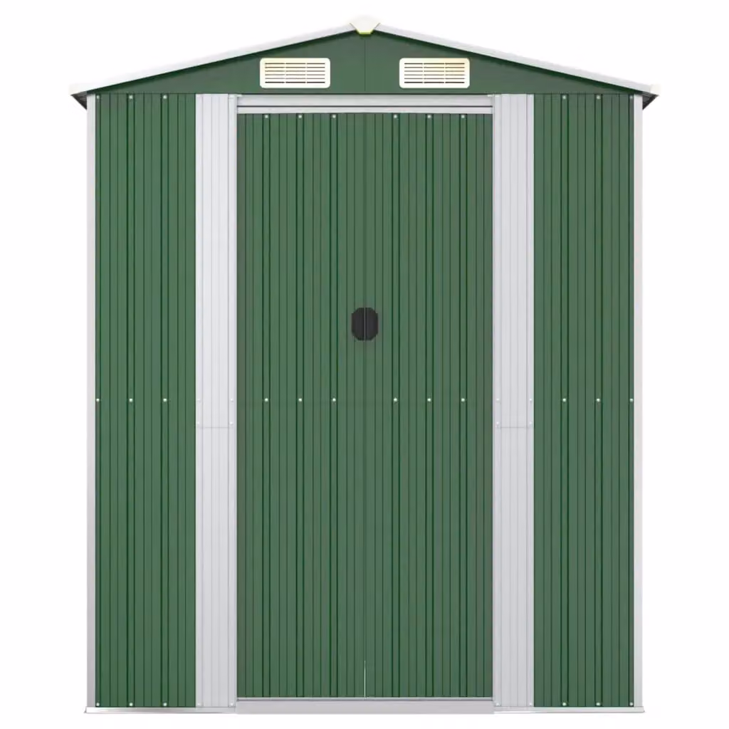 Berkfield Home Green Galvanised Steel Gable Garden Shed with Sliding Doors W/D/H: 192 x 274 x 223 cm – 3