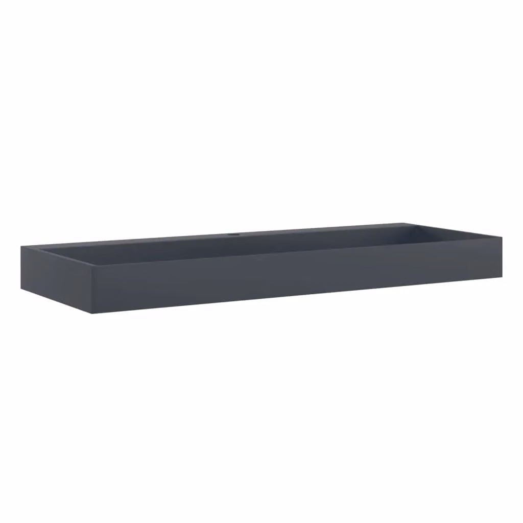 Berkfield Home Rectangular Mineral Cast Countertop Wash Basin in Anthracite Black, W/D/H: 120 x 46 x 11 cm – 2