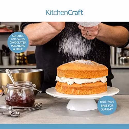 KitchenCraft White Porcelain Square Cake Stand, W: 26.0 cm, D: 26.0 cm, H: 1.0 cm – 4
