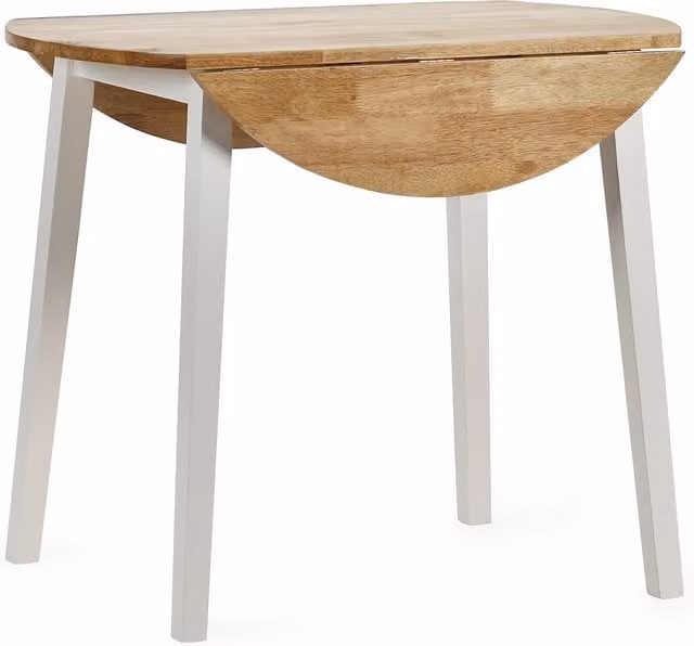 Julian Bowen Linwood Round Extendable Drop Leaf Dining Table in Oak, White and Beige