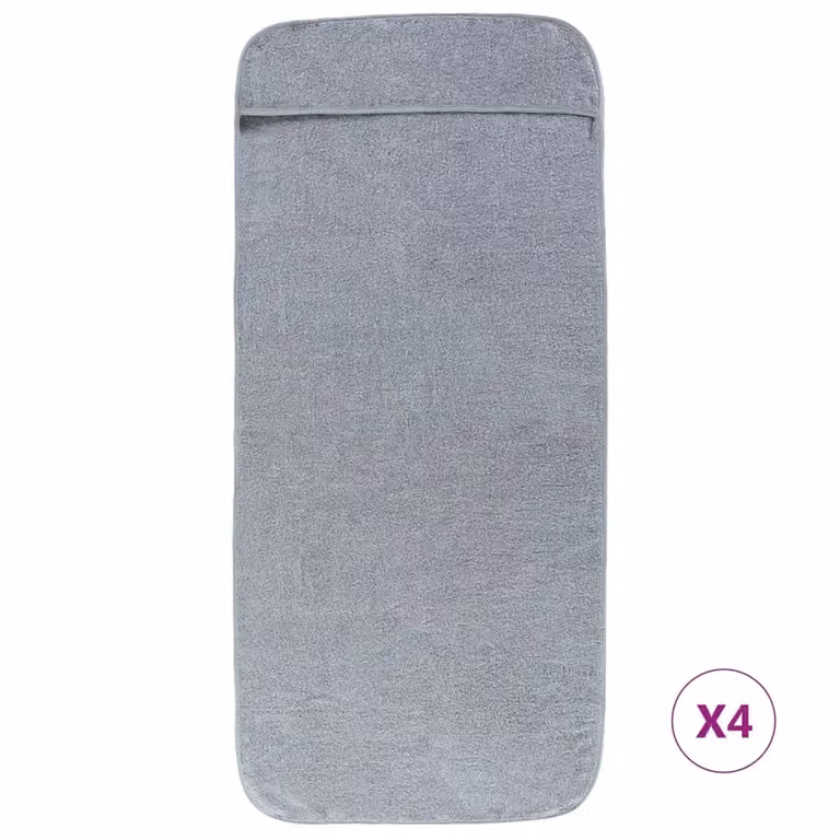 Berkfield Home Set of 4 Grey Quick-Drying Fluffy Beach Towels, W: 60 cm, L: 135 cm, 400 GSM