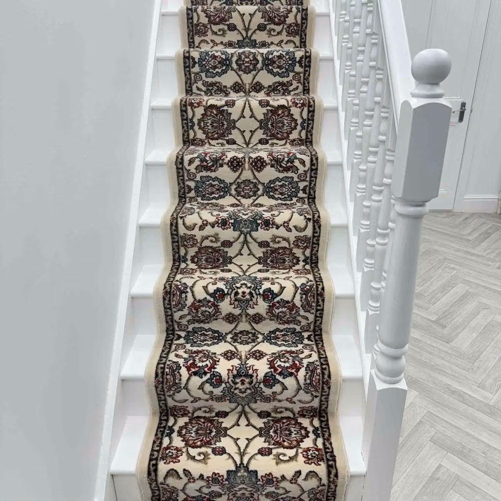 runrug Melody Stair Runner Carpet in Ivory, W: 66 cm x L: 570 cm – 2