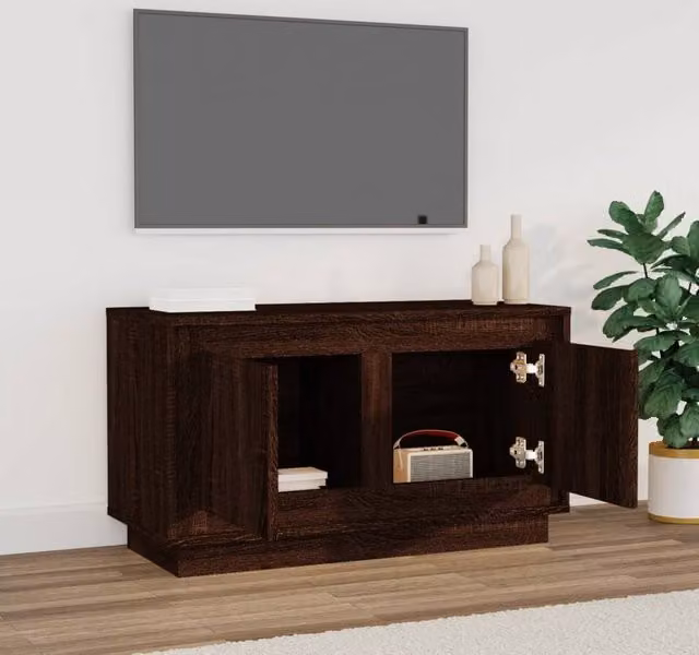 Berkfield Home Modern TV Cabinet in Brown Oak, W/D/H: 80 x 35 x 45 cm