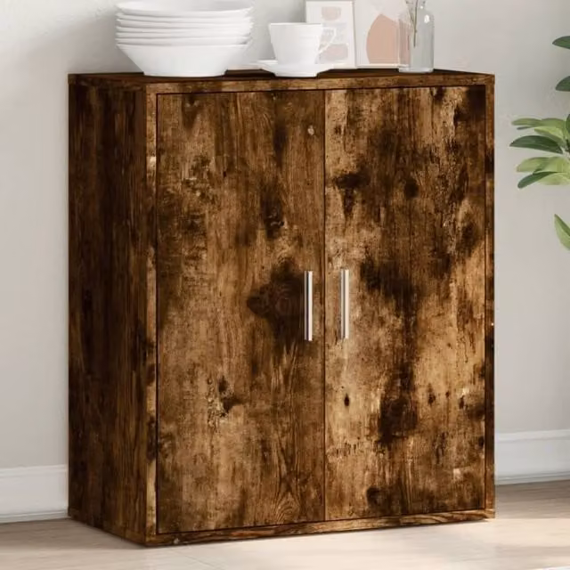 Berkfield Home Smoked Oak Sideboard in Brown, W/D/H: 79 x 38 x 80 cm