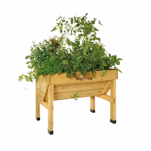 VegTrug Classic Wood Raised Bed Planter in Brown, W: 104 cm, D: 76 cm, H: 80 cm