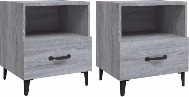 Berkfield Home Set of 2 Grey Sonoma Bedside Cabinets in Engineered Wood – 1
