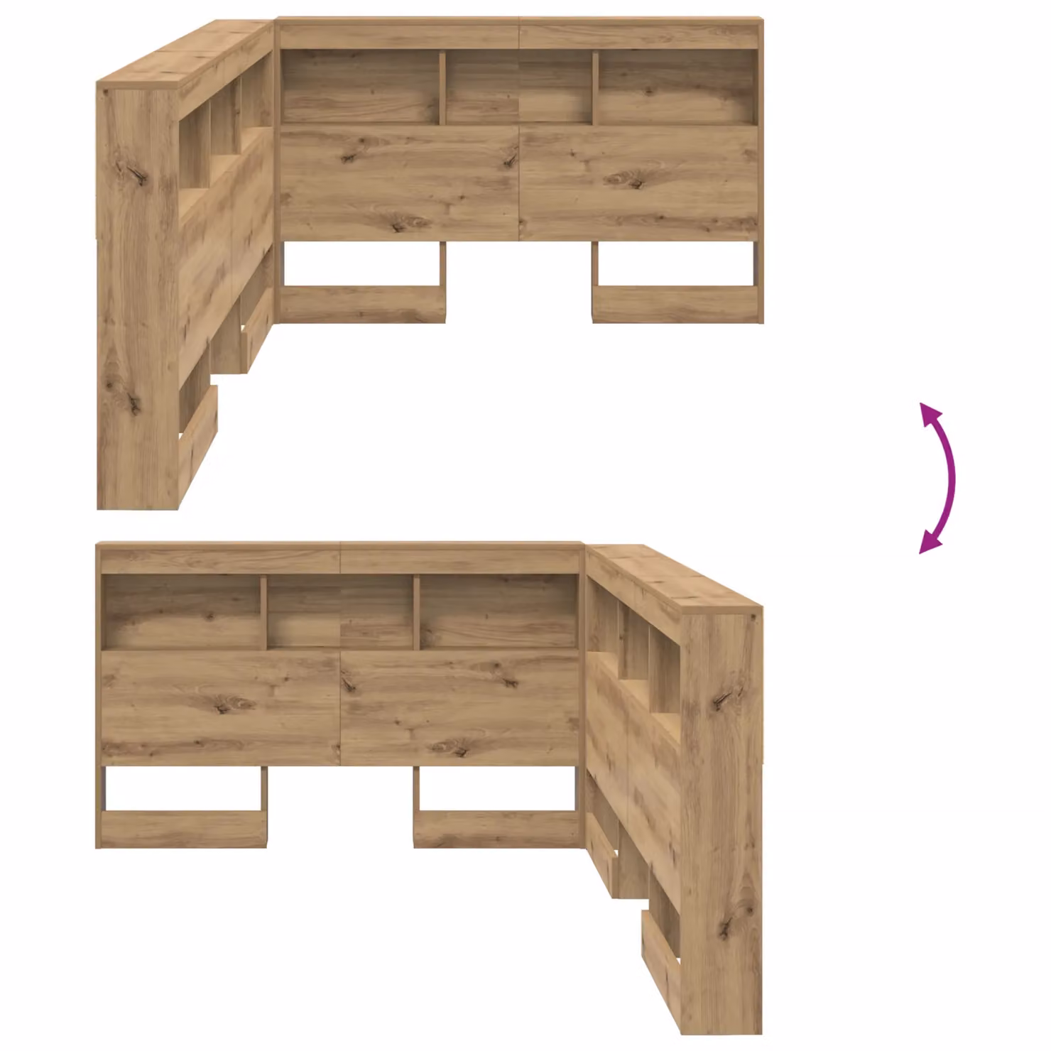 Berkfield Home Storage Headboard with Integrated Shelf in Artisan Oak Brown, Width: 120 cm – 5