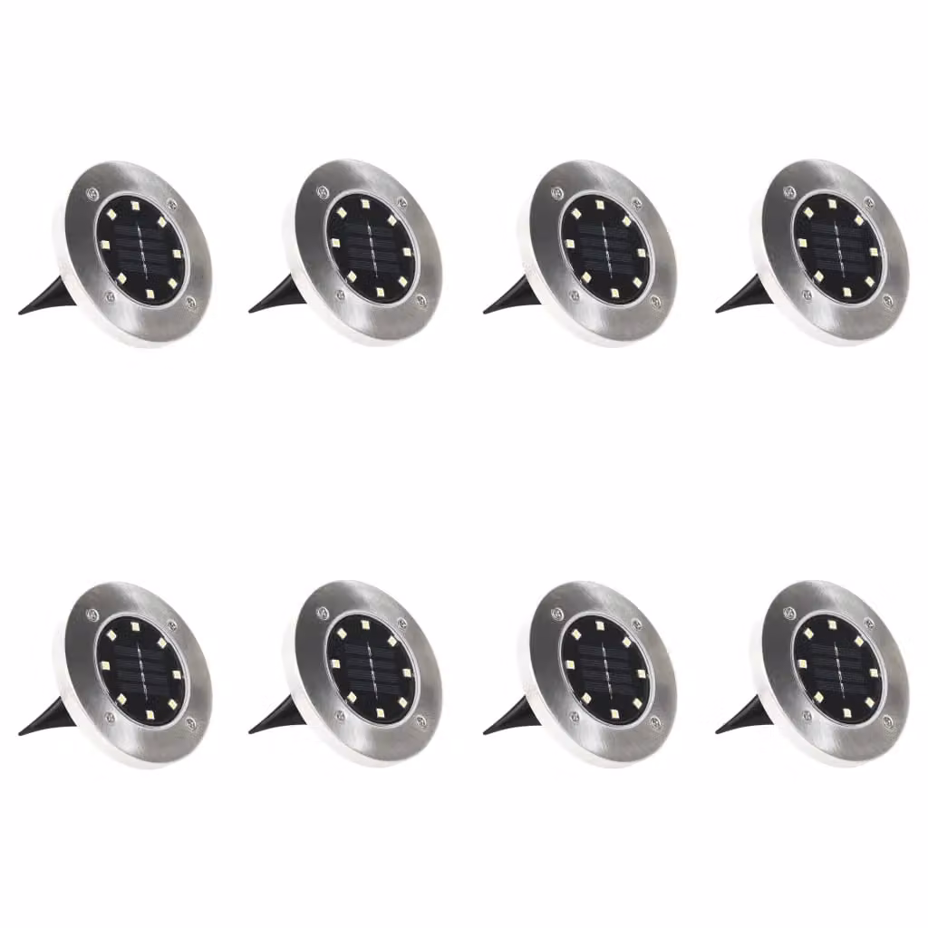 Berkfield Home Solar LED Ground Lights, 8 Piece RGB Multicolour Set in Silver – 3