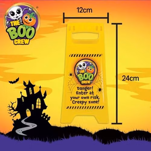 VFM e-Store The Boo Crew Halloween Warning Sign Enter At Own Risk, Yellow Plastic Rectangular Decoration – 2