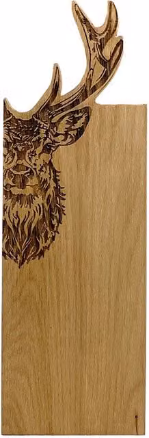 Selbrae House Oak Serving Board with Stag Design in Light Brown