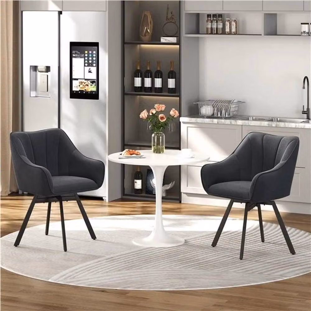 KORVIXA Swivel Dining Chair with Armrests in Grey – 3