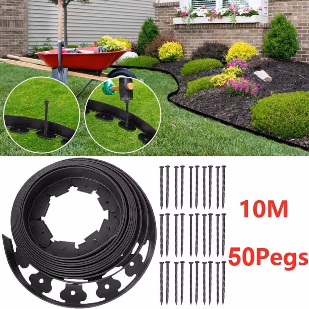 NESTLUNE Heavy Duty Lawn Edging Border in Black with 50 Pegs – 3