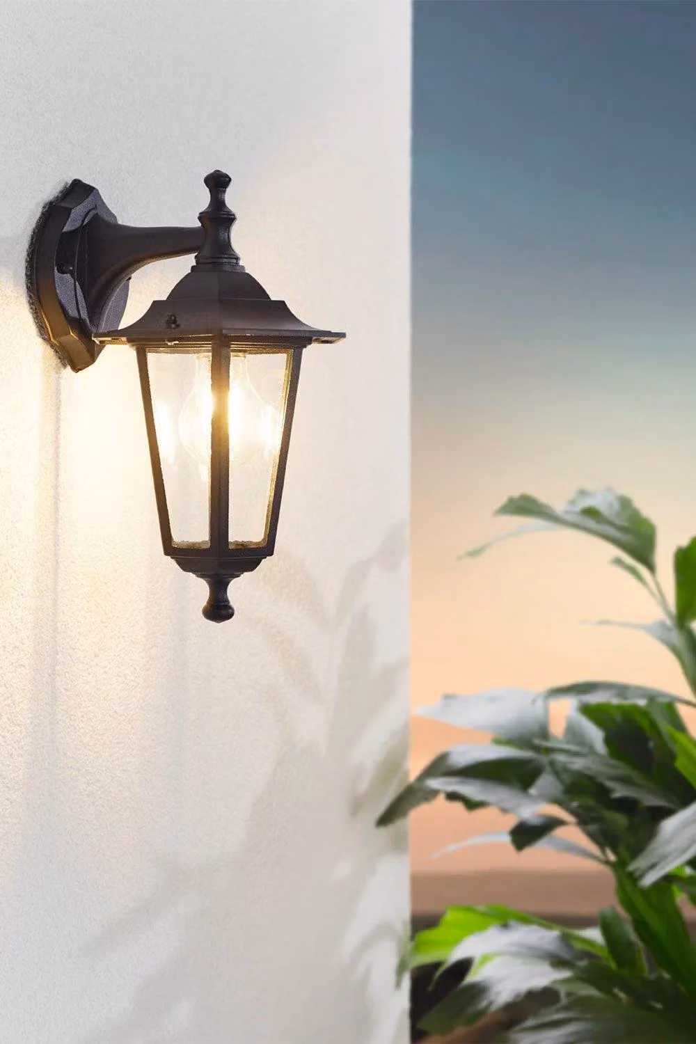 Eglo Laterna Black Lantern-Style Outdoor Wall Light with Transparent Glass – 2