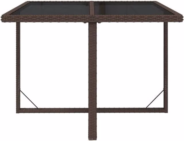 Berkfield Home Brown Poly Rattan and Glass Square Drop Leaf Garden Table W/D/H: 107 x 107 x 74 cm