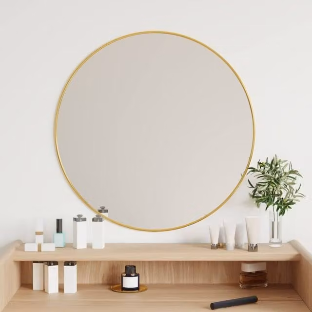 Berkfield Home Round Gold Wall Mirror, Diameter: 60 cm