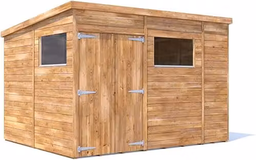 Dunster House Overlord Modular Wooden Garden Shed with Pent Roof and Window in Brown – 1