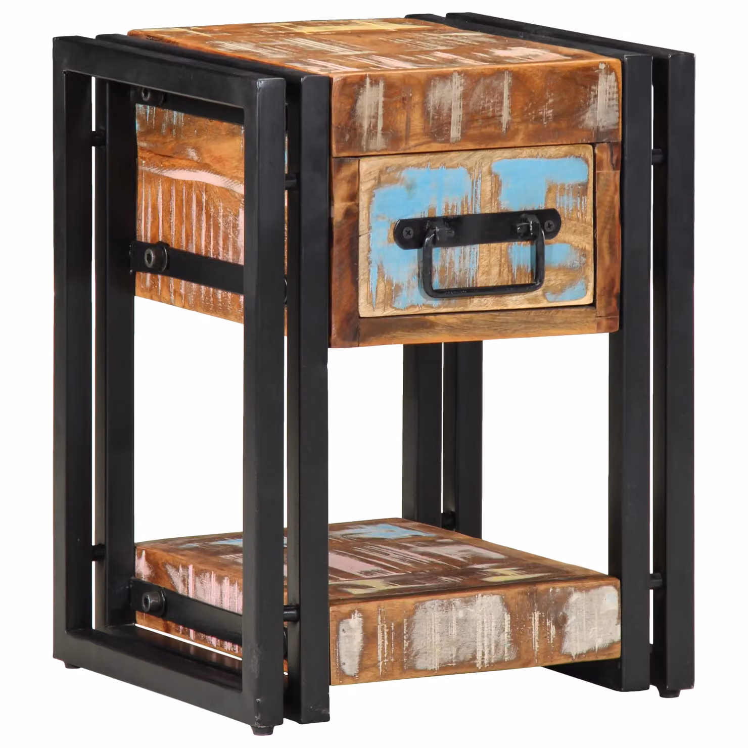 Berkfield Home Rustic Nightstand in Brown Reclaimed Solid Wood W/D/H: 40 x 40 x 40 cm – 2