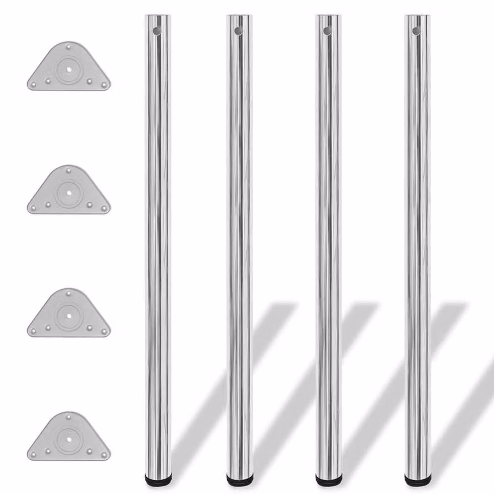 Berkfield Home Sturdy Height Adjustable Table Legs in Chrome Silver, Height: 110 cm – 2