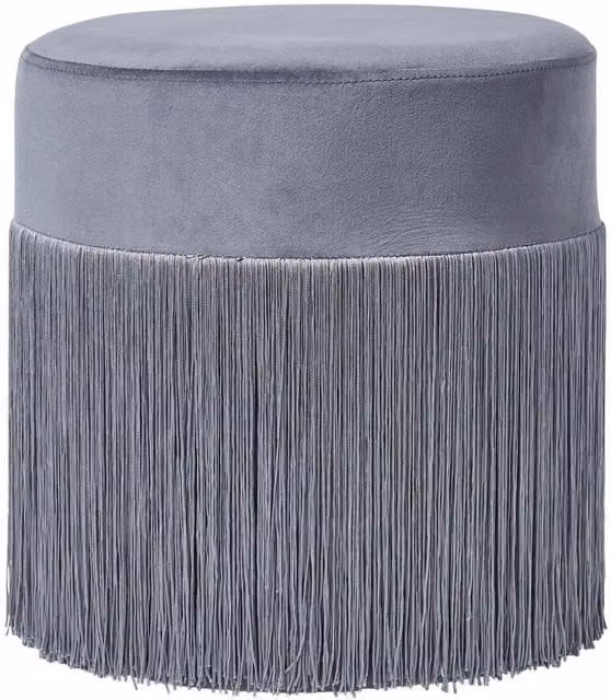 Homescapes Buckingham Grey Velvet Cylindrical Pouffe W/D/H: 39 x 36 x 39 cm