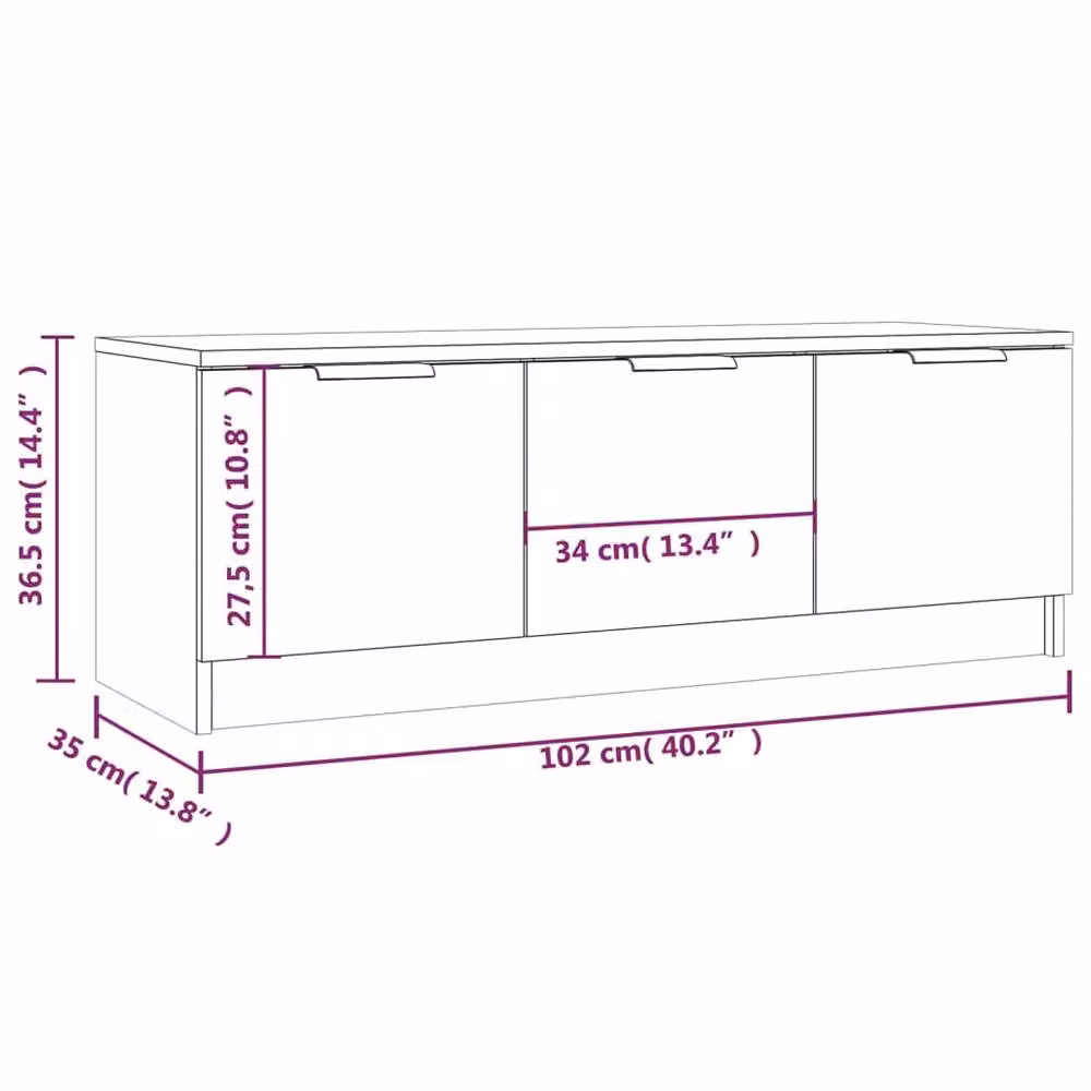 Berkfield Home Smoked Oak TV Cabinet in Brown, W/D/H: 102 x 35 x 36.5 cm – 5