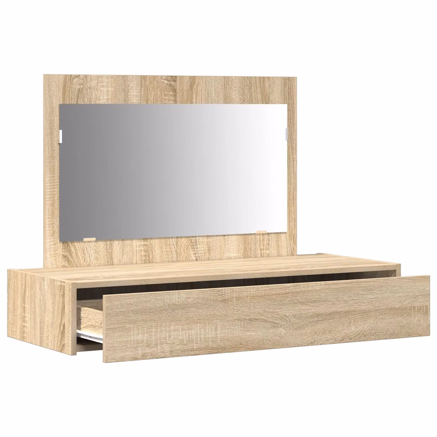 Berkfield Home Wall Hanging Dressing Table in Sonoma Oak and Beige, W/D/H: 100 x 40 x 70 cm – 2