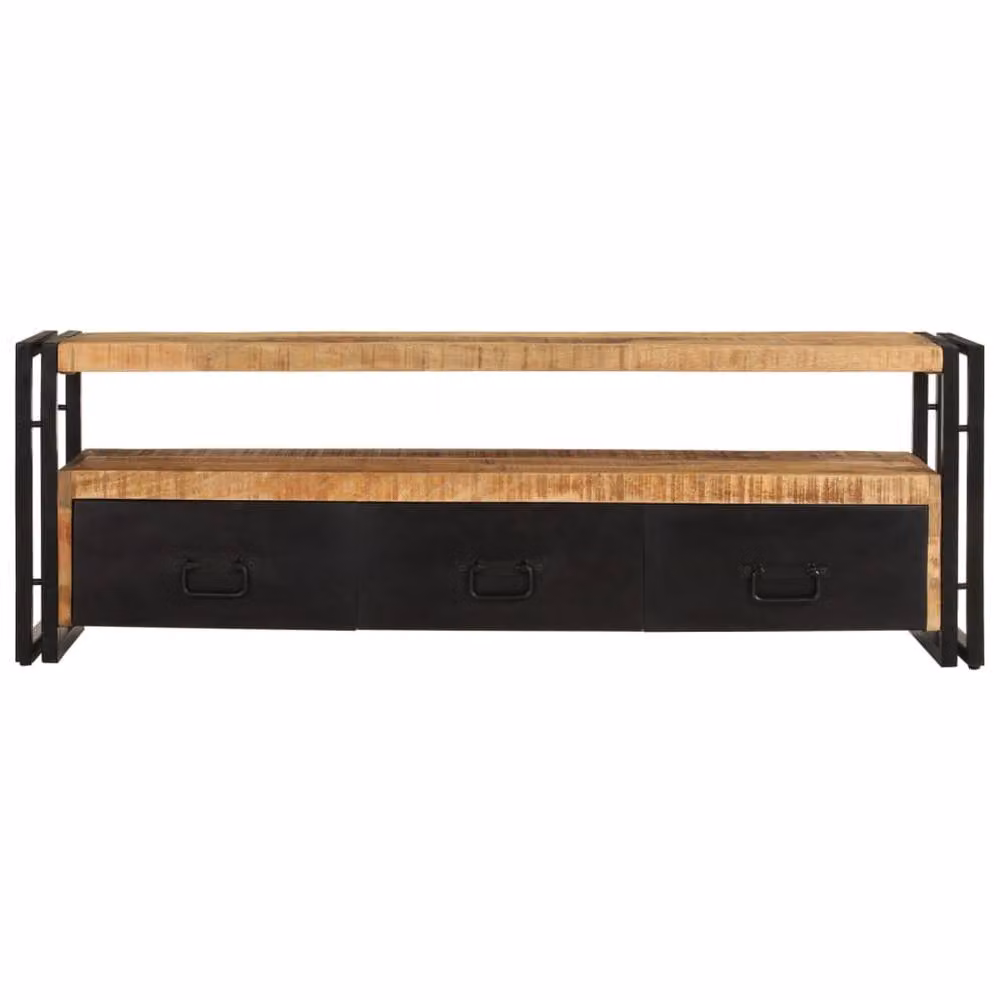 Berkfield Home Industrial Mango Wood and Metal TV Cabinet in Brown and Black, W/D/H: 120 x 30 x 40 cm – 2