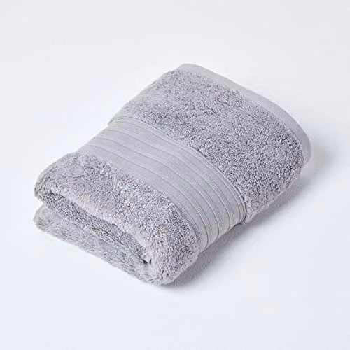 Homescapes Grey Supima Cotton Hand Towel, 550 GSM, Fluffy and Absorbent