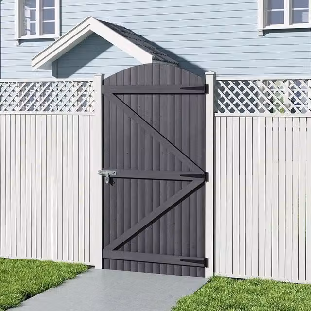Lifeideas Grey Wooden Arch Garden Gate, W: 90 cm, H: 180 cm