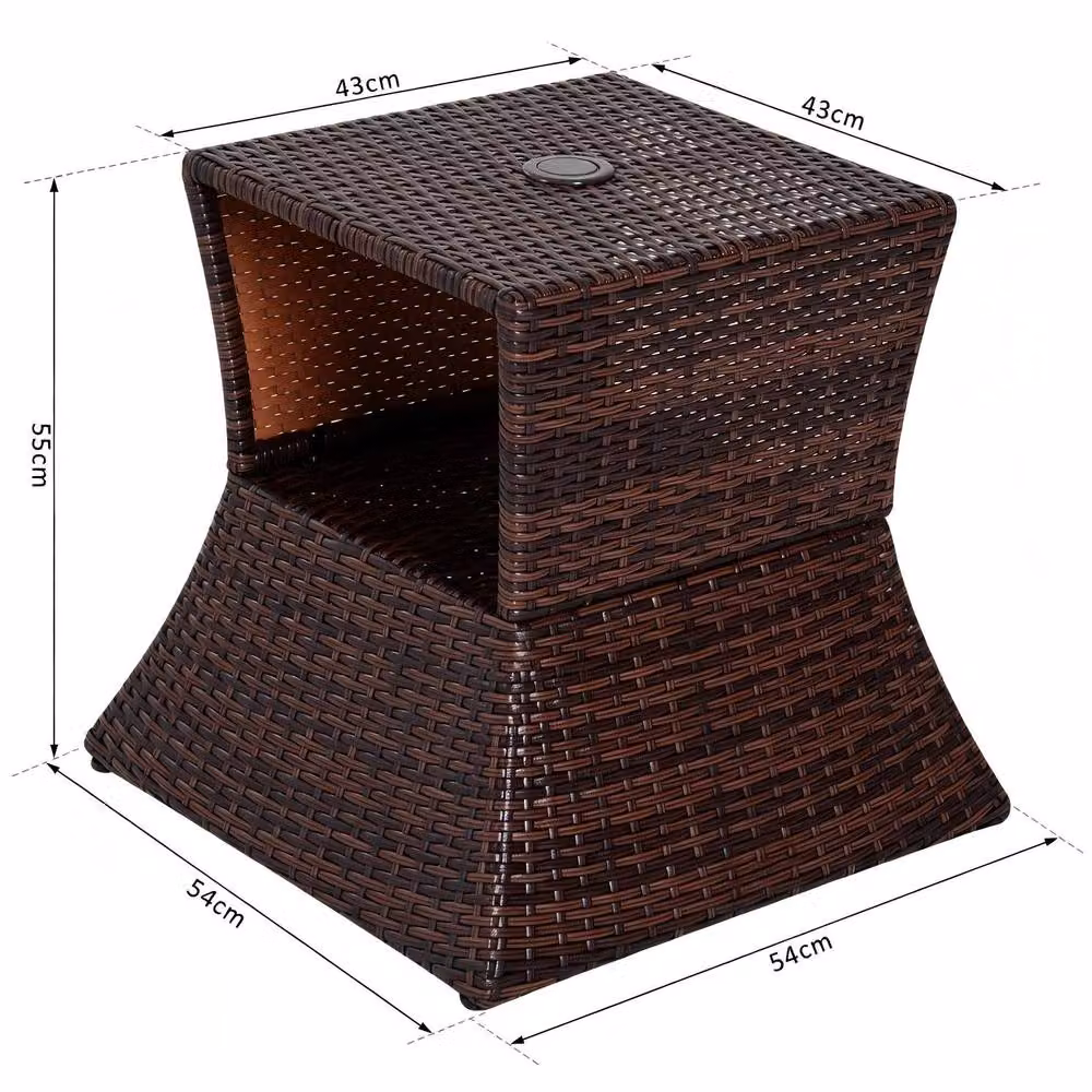 STILVORA Brown Outdoor Table with Parasol Hole and Storage Shelf – 3
