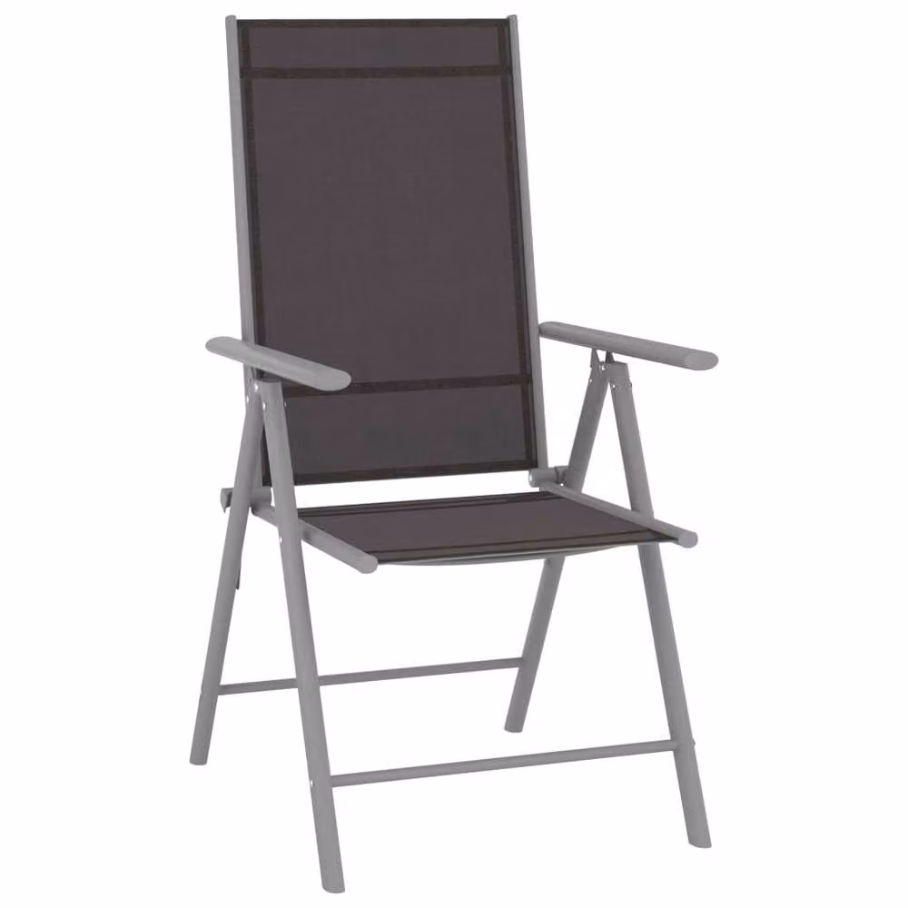 Berkfield Home 5 Piece Modern Garden Dining Set in Silver and Grey Powder Coated Aluminium and Textilene with Glass Tabletop