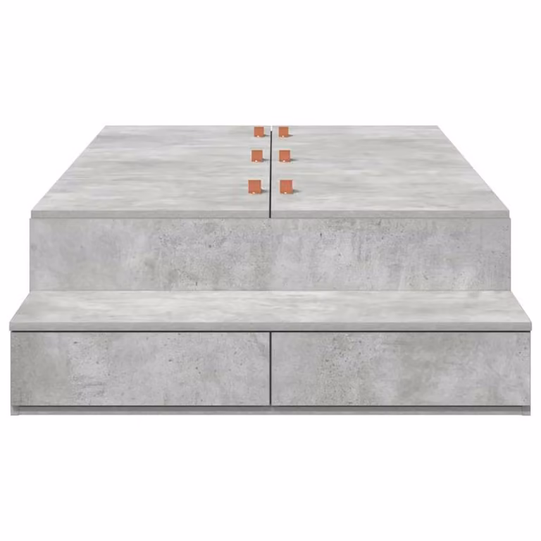 Berkfield Home Storage Bed Frame in Concrete Grey, W/D/H: 90 x 200 x 31.5 cm