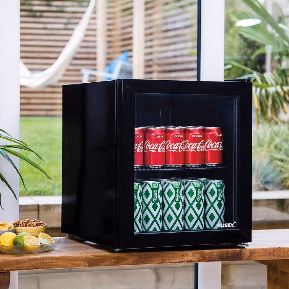 Husky Black Countertop Mini Fridge with LED Interior Light and Glass Door – 3
