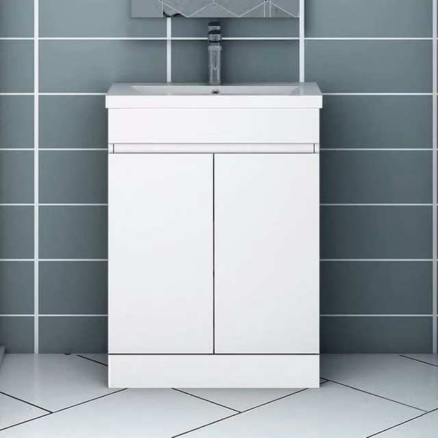 PAWNORA Matt White Freestanding Bathroom Vanity Unit