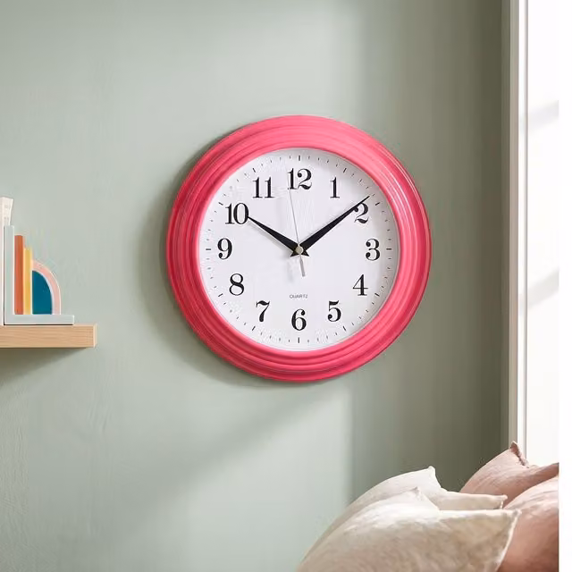 Orsina Vintage Round Pink Wall Clock with Quartz Movement, Dia: 25 cm – 2