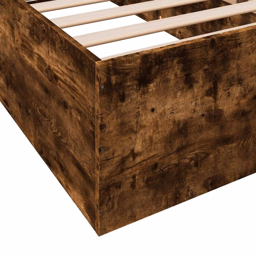 Berkfield Home Modern Bed Frame in Smoked Oak Brown, W/D/H: 100 x 200 x 203 cm – 6